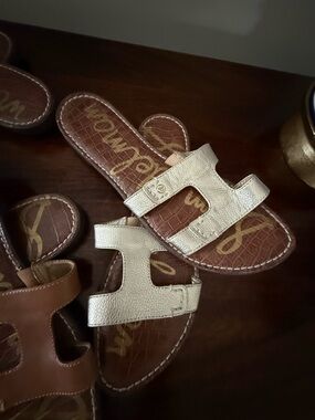 Sam Edelman Orange Leather Slide Sandals